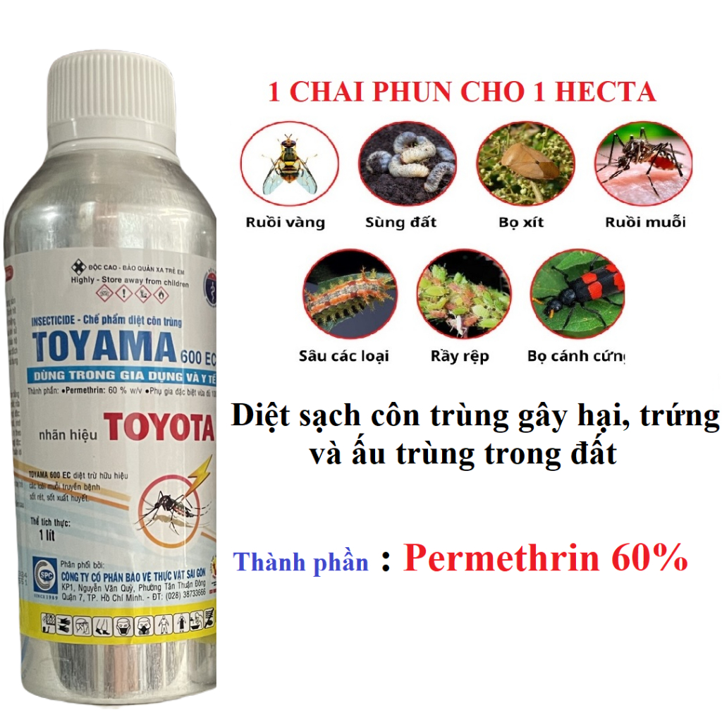 (Nồng độ cao - Hạ gục ngay) Thuốc diệt muỗi Toyama 600EC diệt ruồi, muỗi,  kiến, gián... nhà dân và côn trùng gây hại cây